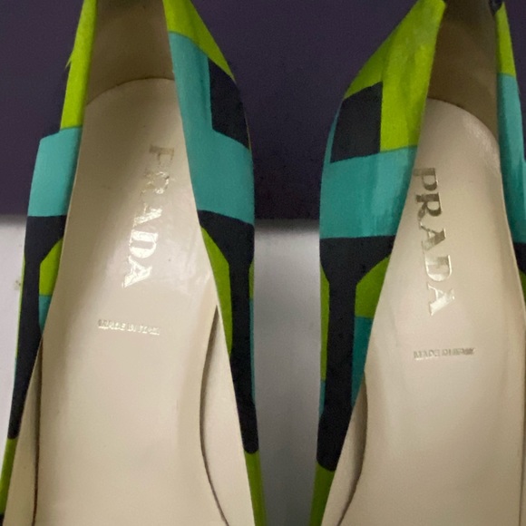 PRADA VINTAGE GRAPHIC PUMPS HEELS MADE IN ITALY 37 - Picture 2 of 11